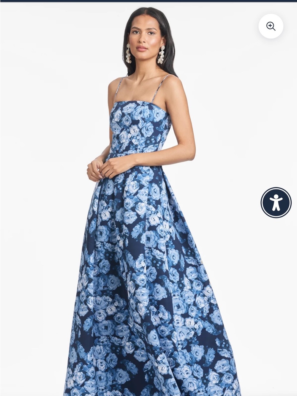 Sachin + Babi Navy Blue Floral Strap Gown